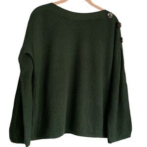 Anthropologie Moth Green Cashmere Blend Sweater with Button Detail